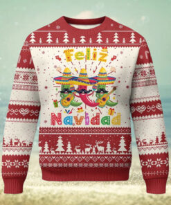 Mexico Xmas Ugly Christmas Sweater Feliz Navidad Mexican Fiesta Hot Pepper Guitar Party