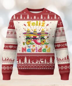 Mexico Xmas Ugly Christmas Sweater Feliz Navidad Mexican Fiesta Hot Pepper Guitar Party
