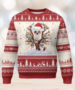 Mexico Xmas Ugly Christmas Sweater Sugar Skull On Tree Funny Xmas