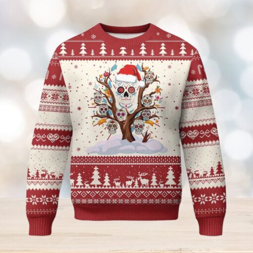 Mexico Xmas Ugly Christmas Sweater Sugar Skull On Tree Funny Xmas
