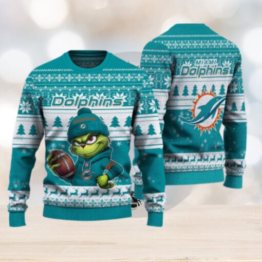 Miami Dolphins The Grinch Ugly Christmas Sweater NFL Xmas Gift