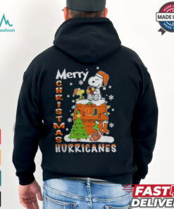 Miami Hurricanes Snoopy And Woodstock Merry Christmas Shirt
