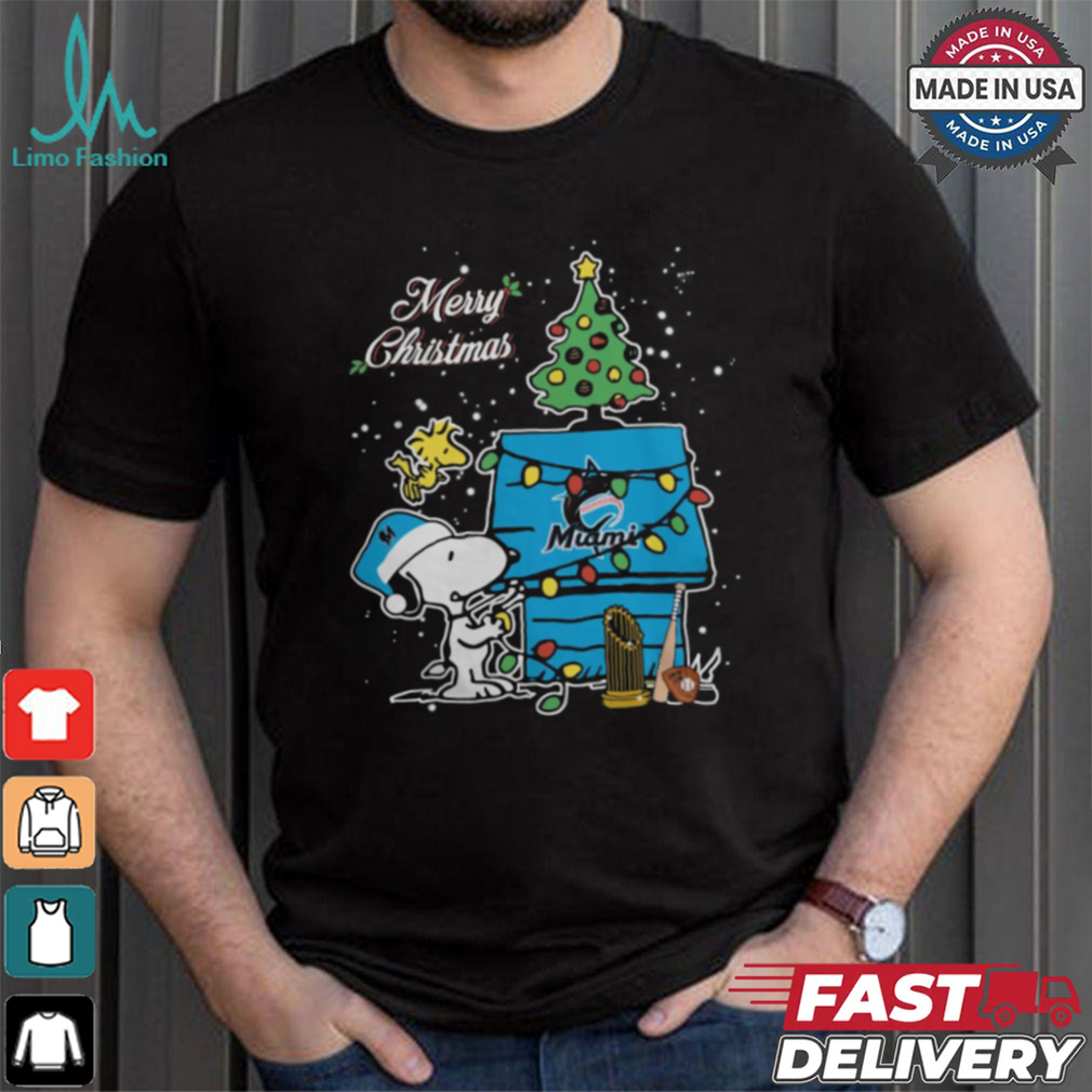 Miami Marlins Merry Christmas With Snoopy Baby T Shirt Miami Marlins Merry Christmas With Snoopy Baby T Shirt