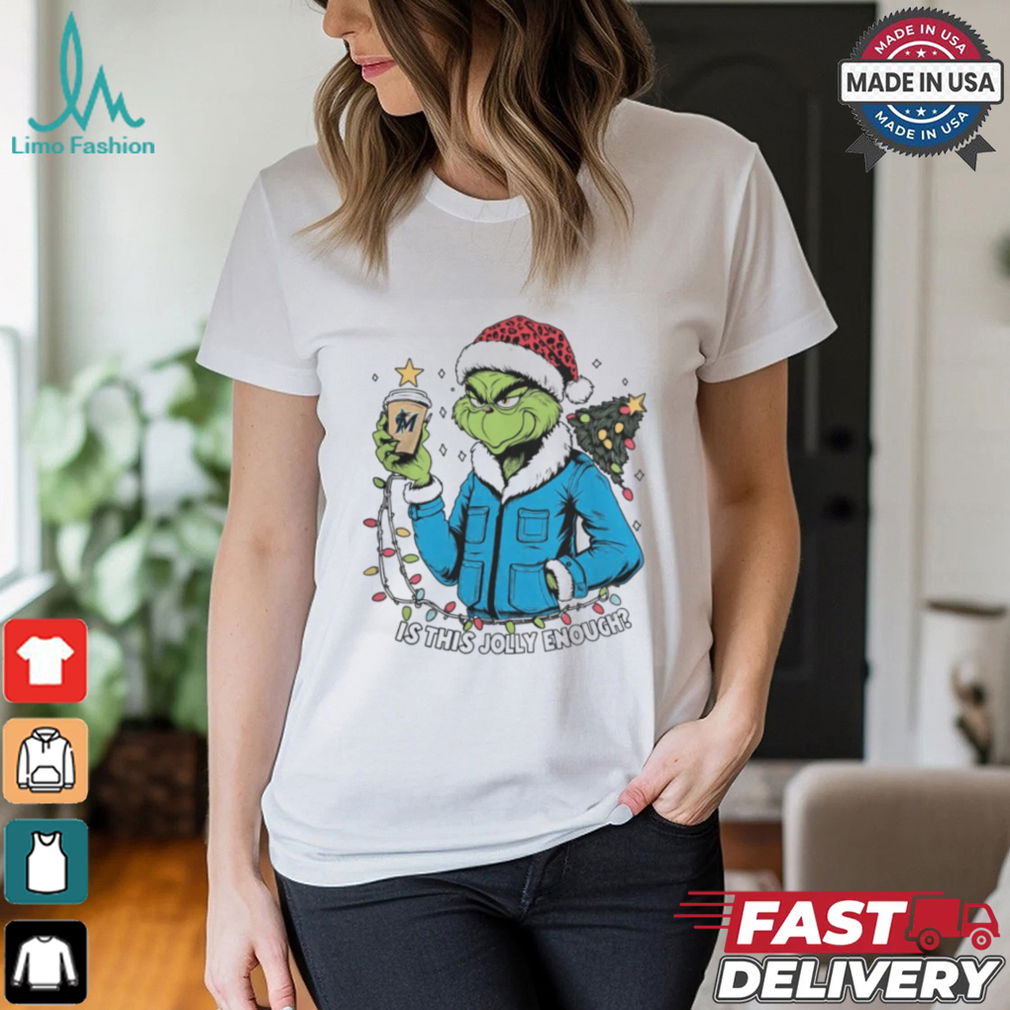 Miami Marlins x Santa Grinch Is This Jolly Enough Merry Christmas Shirt Miami Marlins x Santa Grinch Is This Jolly Enough Merry Christmas Shirt