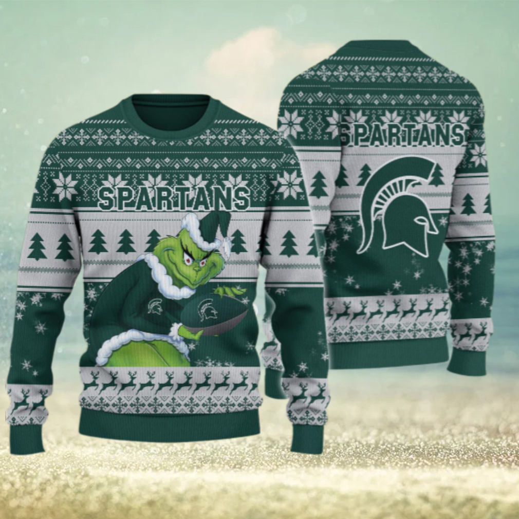 Michigan State Spartans Grinch Ugly Christmas Sweater Michigan State Spartans Grinch Ugly Christmas Sweater