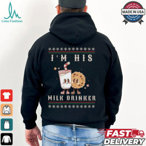 Milk Drinker Cookie Eater Matching Christmas Couple Shirts