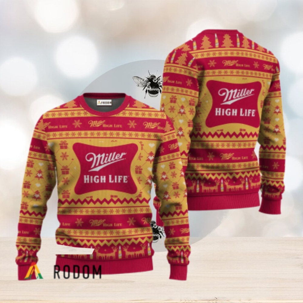 Miller High Life Festive All Over Ugly Sweater Miller High Life Festive All Over Ugly Sweater