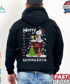 Minnesota Golden Gophers Snoopy And Woodstock Merry Christmas Shirt