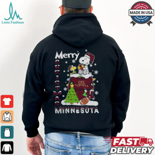 Minnesota Golden Gophers Snoopy And Woodstock Merry Christmas Shirt
