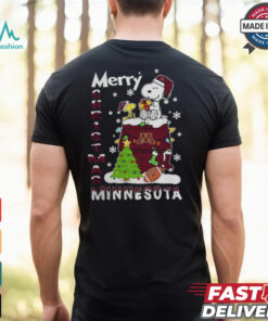 Minnesota Golden Gophers Snoopy And Woodstock Merry Christmas Shirt