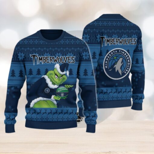 Minnesota Timberwolves Grinch Christmas Ugly Sweater