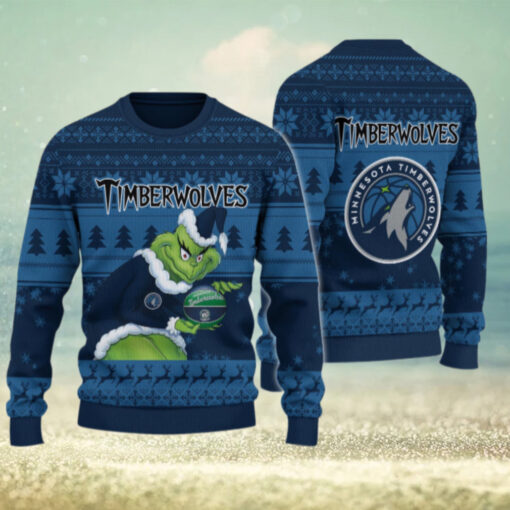 Minnesota Timberwolves Grinch Christmas Ugly Sweater