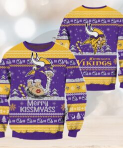 Minnesota Vikings NFL 2024 Merrykissmyass Funny Santa Claus Christmas Ugly Sweater