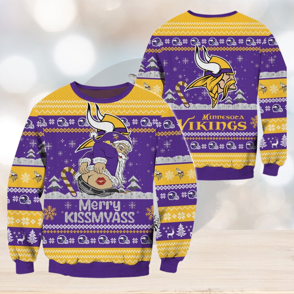 Minnesota Vikings NFL 2024 Merrykissmyass Funny Santa Claus Christmas Ugly Sweater Minnesota Vikings NFL 2024 Merrykissmyass Funny Santa Claus Christmas Ugly Sweater