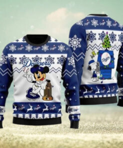 Minnie Mouse Dodgers Ugly Christmas Sweater With Trophy Design