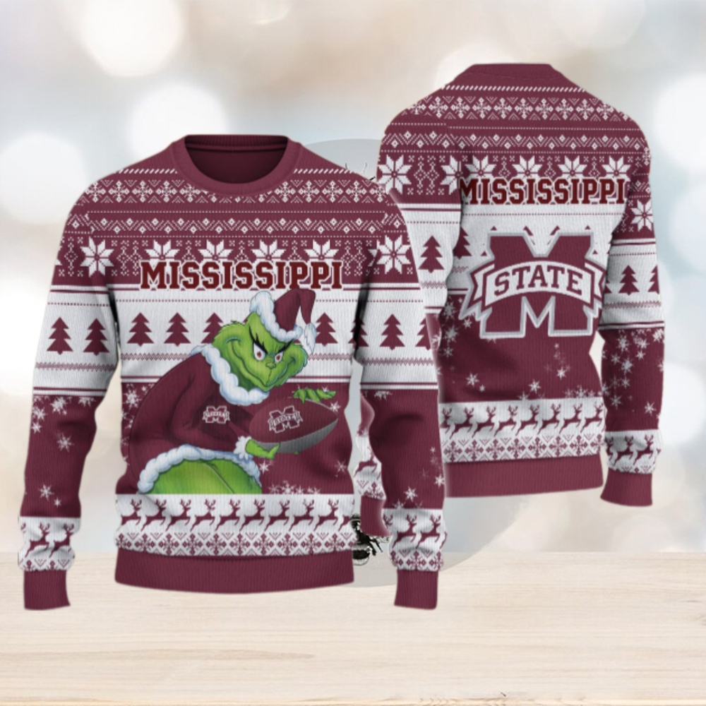 Mississippi State Bulldogs Grinch Ugly Christmas Sweater Mississippi State Bulldogs Grinch Ugly Christmas Sweater