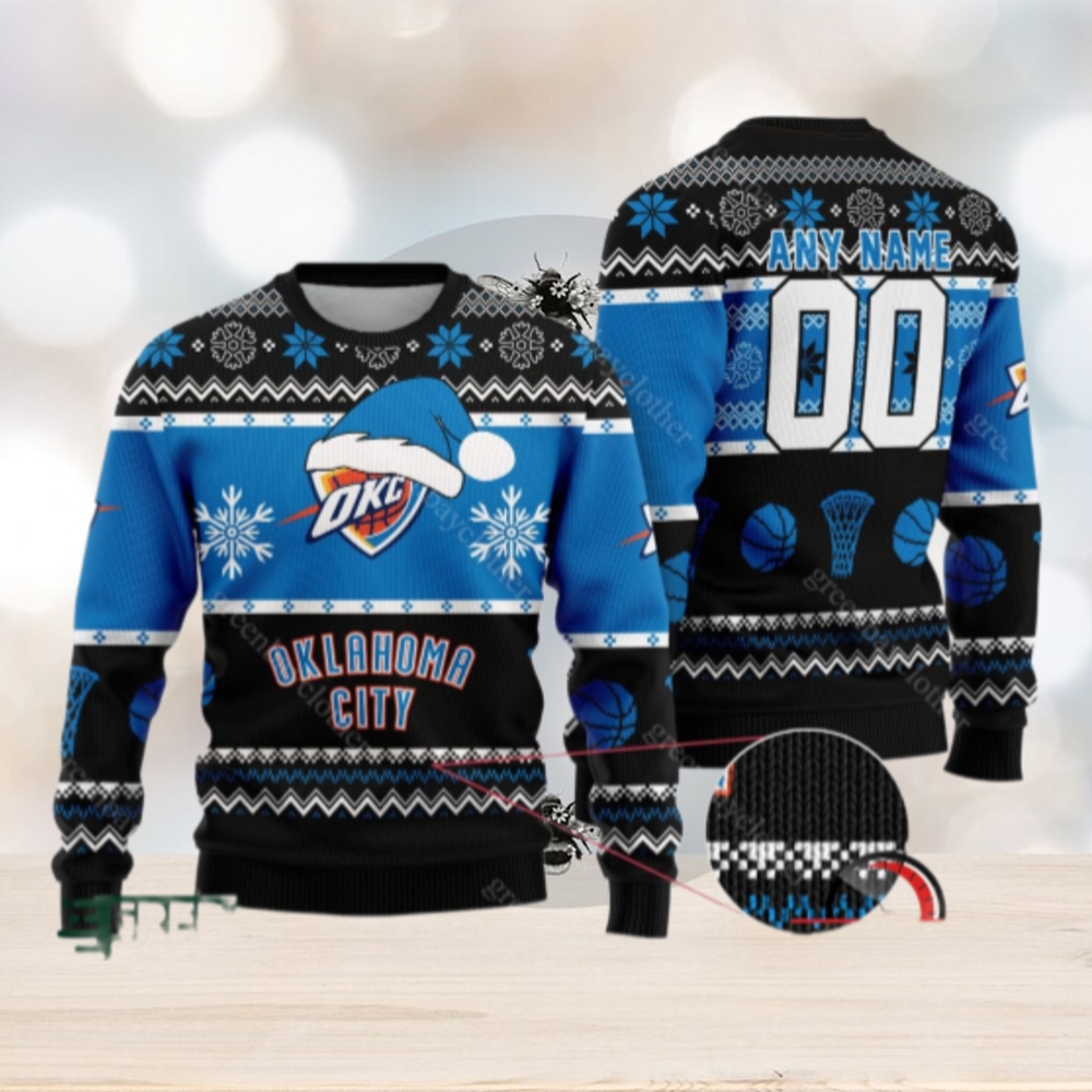 NBA Oklahoma City Thunder Personalized Christmas Ugly Sweater NBA Oklahoma City Thunder Personalized Christmas Ugly Sweater