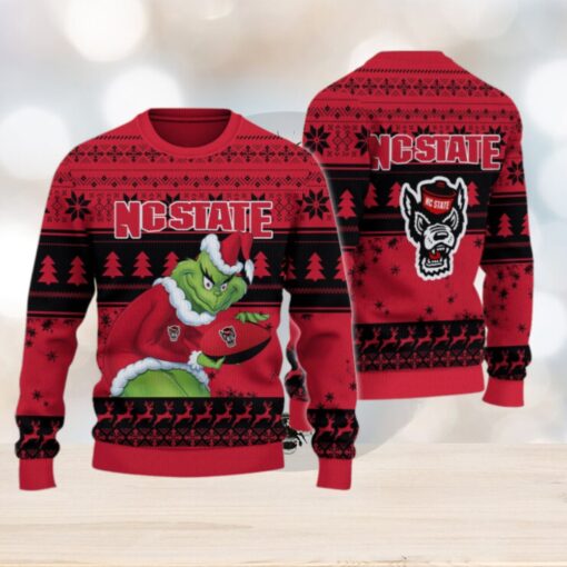 NC State Wolfpack Grinch Ugly Christmas Sweater