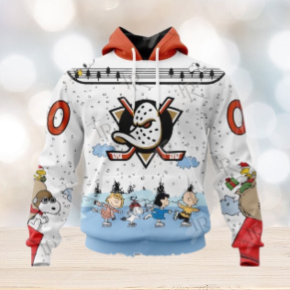 NHL Anaheim Ducks Special Peanuts Ice Skating Design Hoodie NHL Anaheim Ducks Special Peanuts Ice Skating Design Hoodie