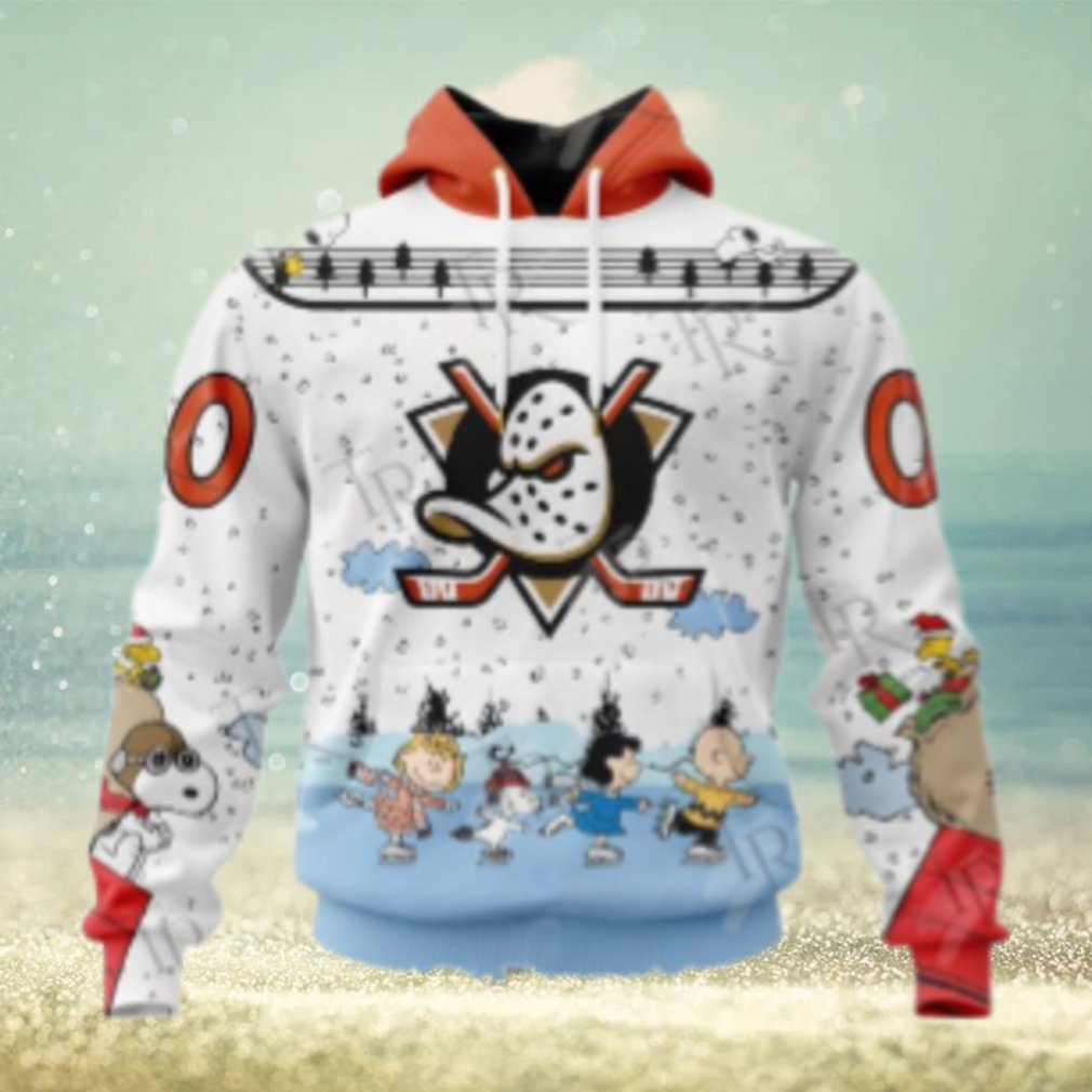 NHL Anaheim Ducks Special Peanuts Ice Skating Design Hoodie NHL Anaheim Ducks Special Peanuts Ice Skating Design Hoodie