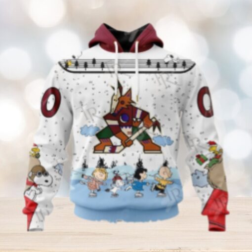 NHL Arizona Coyotes Special Peanuts Ice Skating Design Hoodie