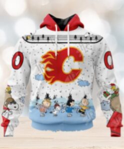 NHL Calgary Flames Special Peanuts Ice Skating Design Hoodie