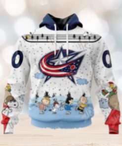 NHL Columbus Blue Jackets Special Peanuts Ice Skating Design Hoodie