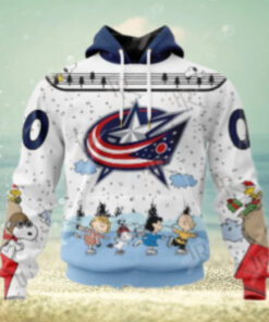 NHL Columbus Blue Jackets Special Peanuts Ice Skating Design Hoodie