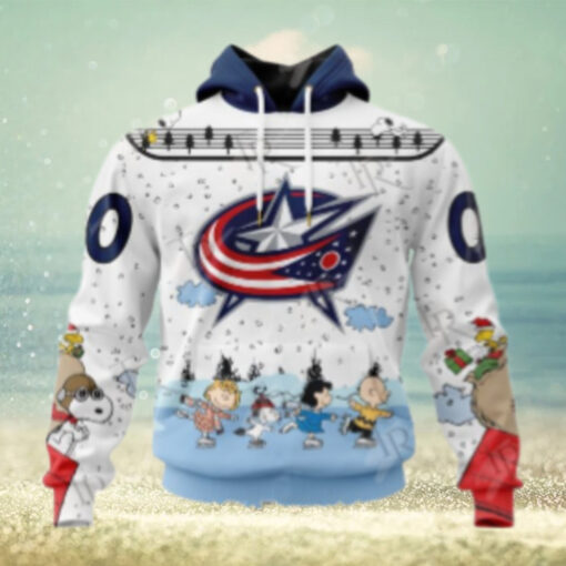 NHL Columbus Blue Jackets Special Peanuts Ice Skating Design Hoodie