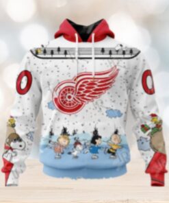NHL Detroit Red Wings Special Peanuts Ice Skating Design Hoodie