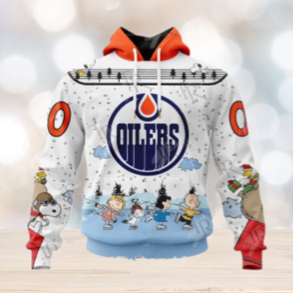 NHL Edmonton Oilers Special Peanuts Ice Skating Design Hoodie NHL Edmonton Oilers Special Peanuts Ice Skating Design Hoodie
