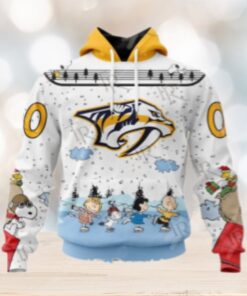 NHL Nashville Predators Special Peanuts Ice Skating Design Hoodie