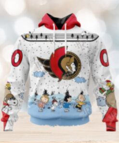 NHL Ottawa Senators Special Peanuts Ice Skating Design Hoodie