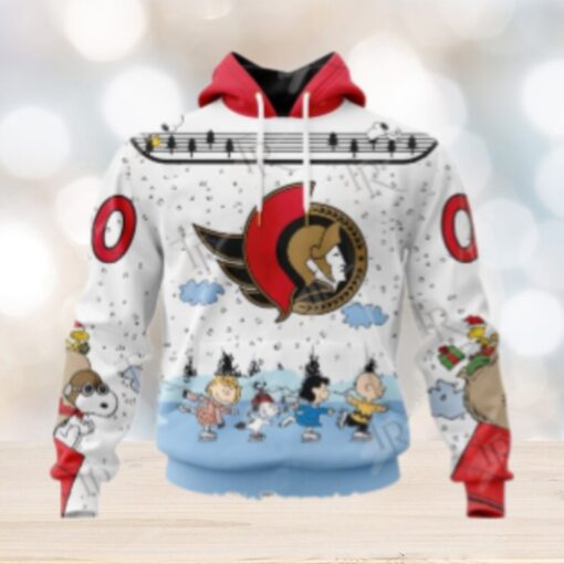 NHL Ottawa Senators Special Peanuts Ice Skating Design Hoodie
