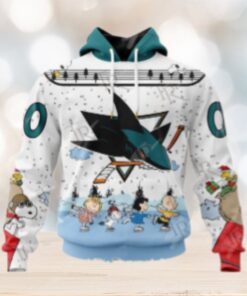 NHL San Jose Sharks Special Peanuts Ice Skating Design Hoodie