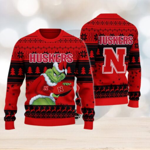 Nebraska Cornhuskers Grinch Ugly Christmas Sweater