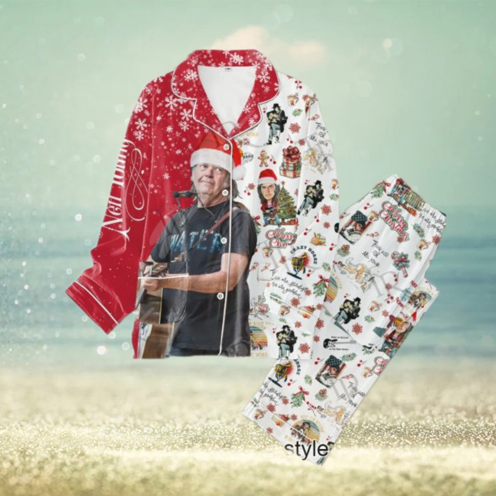 Neil Young Merry Christmas Button Down Pajamas Set Neil Young Merry Christmas Button Down Pajamas Set