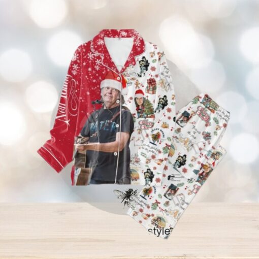 Neil Young Merry Christmas Button Down Pajamas Set
