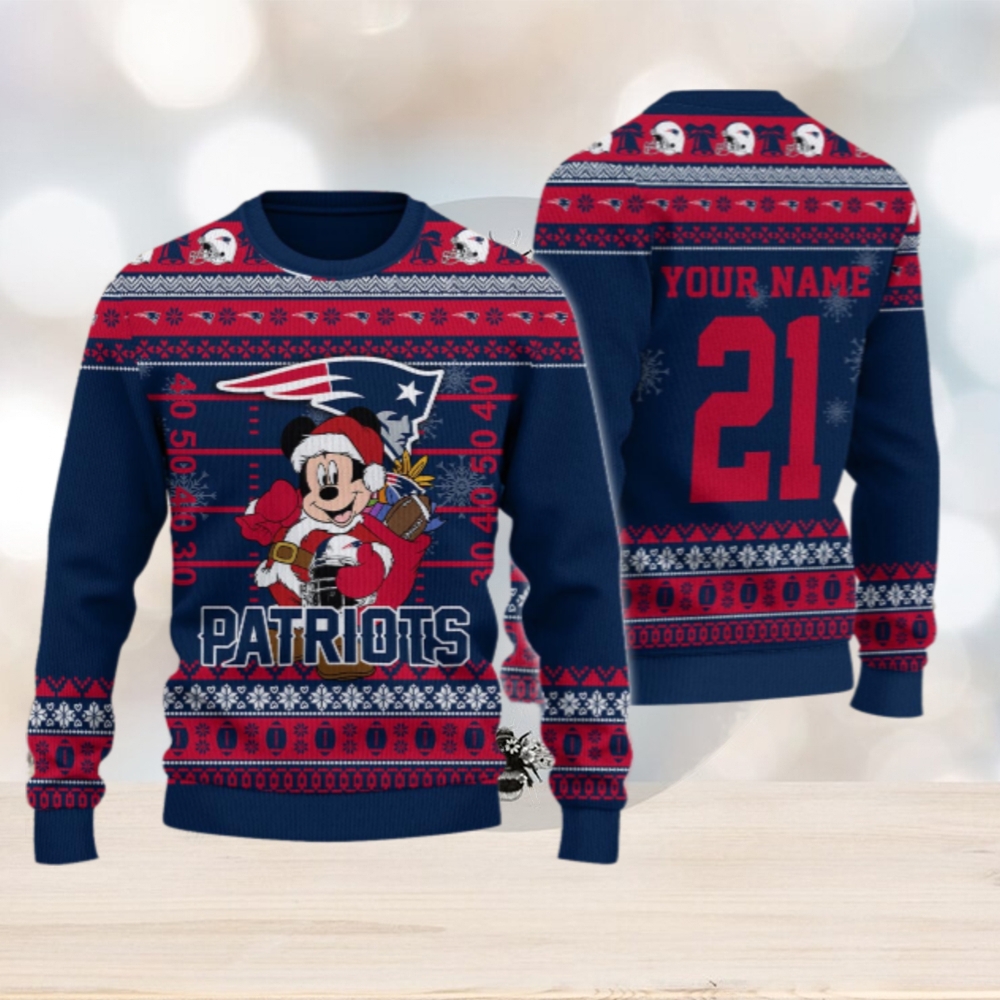 New England Patriots Mickey Mouse Santa Ugly Christmas Sweater New England Patriots Mickey Mouse Santa Ugly Christmas Sweater