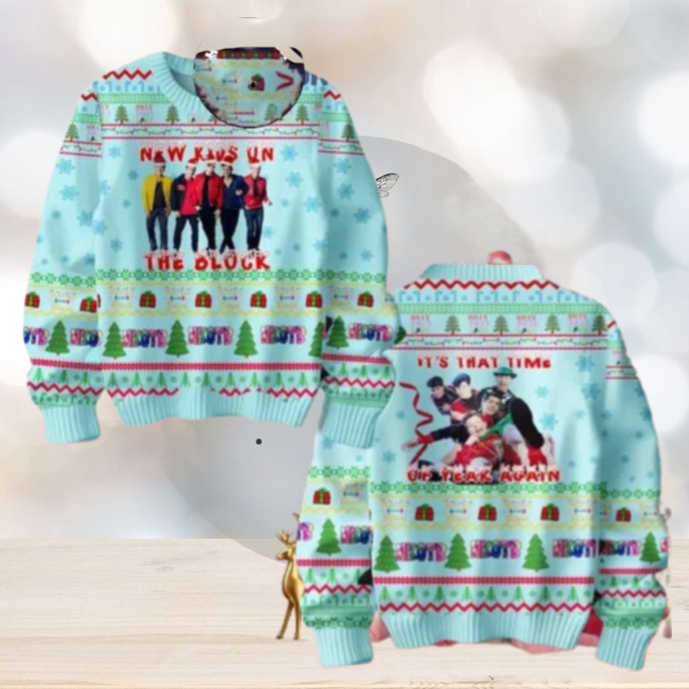New Kids On The Block Its That Time Of Year Again Light Blue Chirstmas Gifts 2024 Xmas For Family And Friends Ugly Sweater New Kids On The Block Its That Time Of Year Again Light Blue Chirstmas Gifts 2024 Xmas For Family And Friends Ugly Sweater