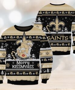 New Orleans Saints NFL 2024 Merrykissmyass Funny Santa Claus Christmas Ugly Sweater
