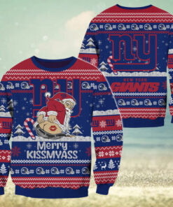 New York Giants NFL 2024 Merrykissmyass Funny Santa Claus Christmas Ugly Sweater