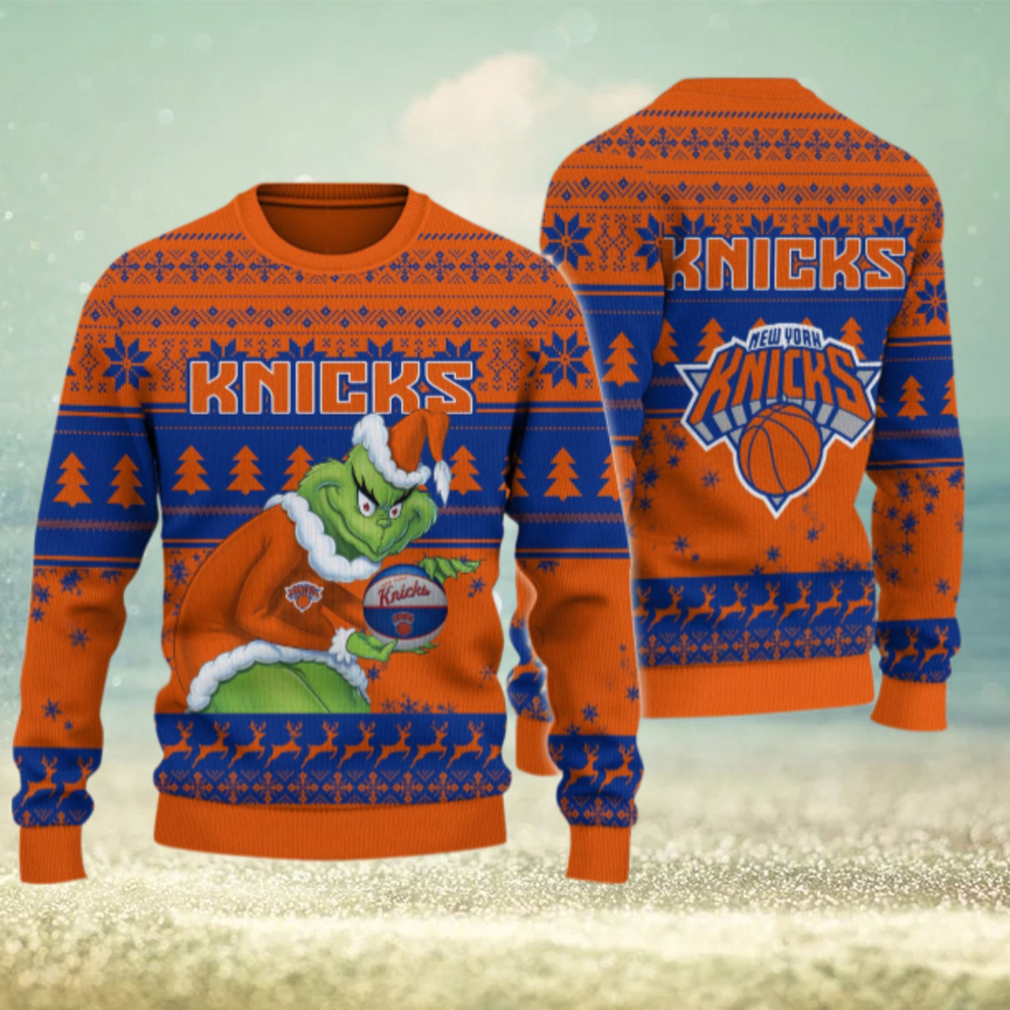 New York Knicks Grinch Christmas Ugly Sweater New York Knicks Grinch Christmas Ugly Sweater