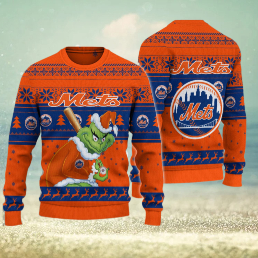 New York Mets Grinch Christmas Ugly Sweater New York Mets Grinch Christmas Ugly Sweater