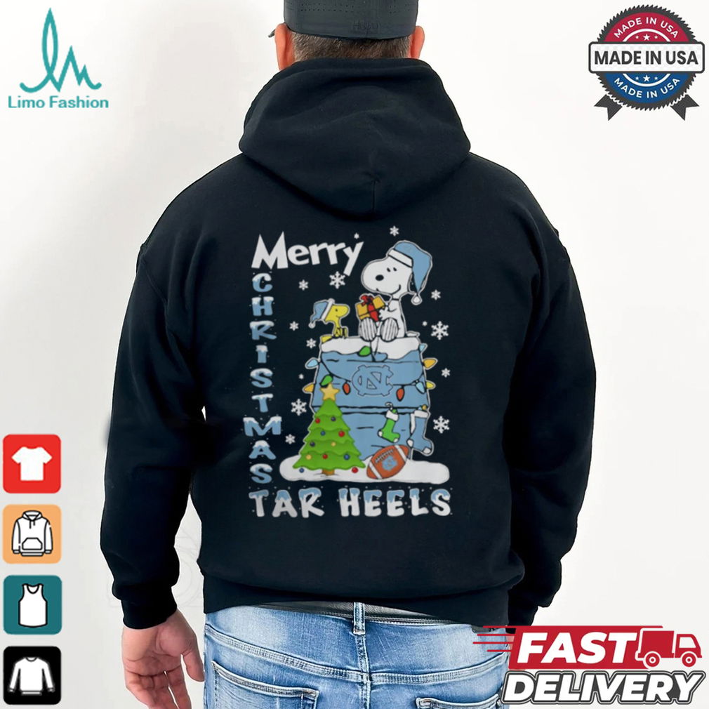North Carolina Tar Heels Snoopy And Woodstock Merry Christmas Shirt North Carolina Tar Heels Snoopy And Woodstock Merry Christmas Shirt