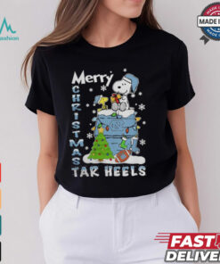 North Carolina Tar Heels Snoopy And Woodstock Merry Christmas Shirt