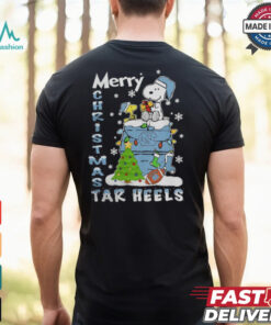 North Carolina Tar Heels Snoopy And Woodstock Merry Christmas Shirt