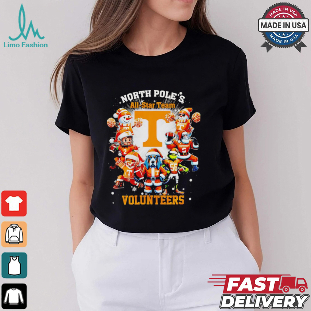 North Pole’s all star team Tennessee Volunteers Christmas shirt North Pole’s all star team Tennessee Volunteers Christmas shirt