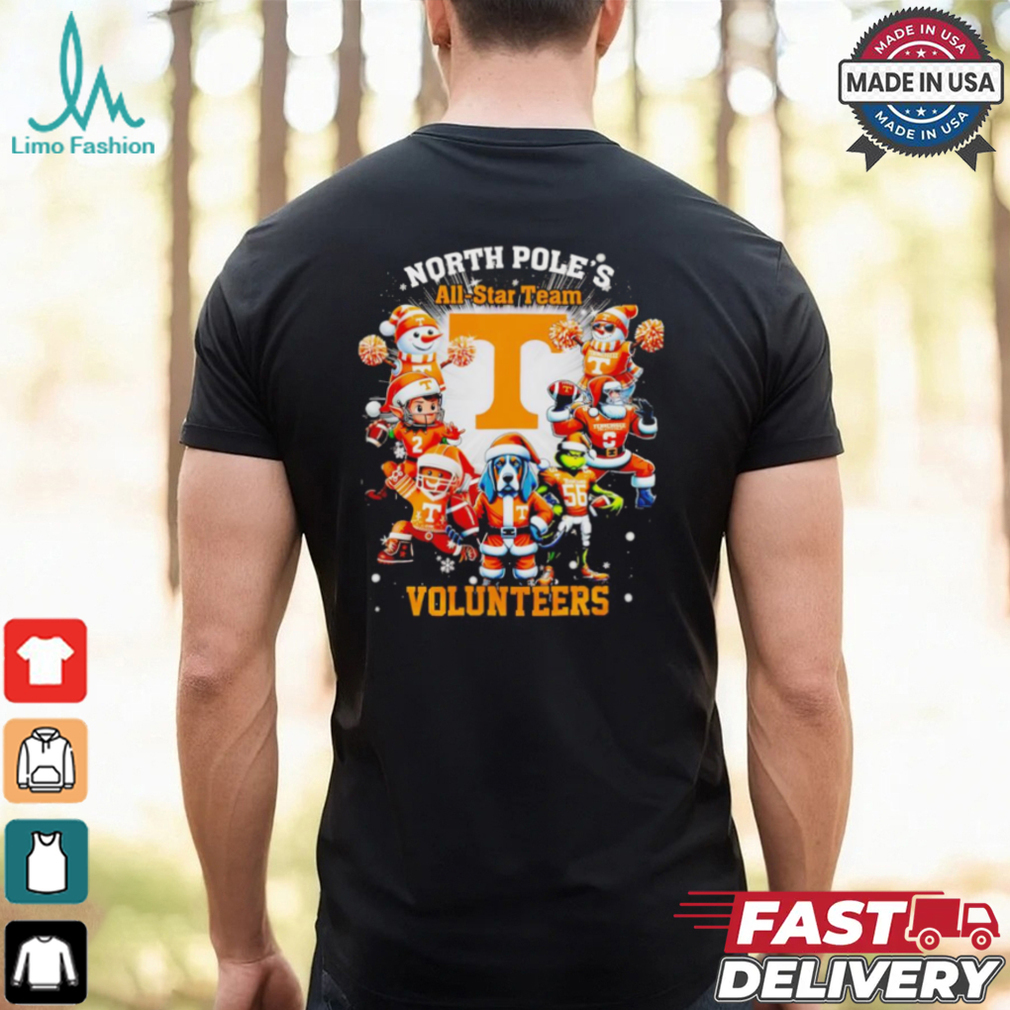 North Pole’s all star team Tennessee Volunteers Christmas shirt North Pole’s all star team Tennessee Volunteers Christmas shirt