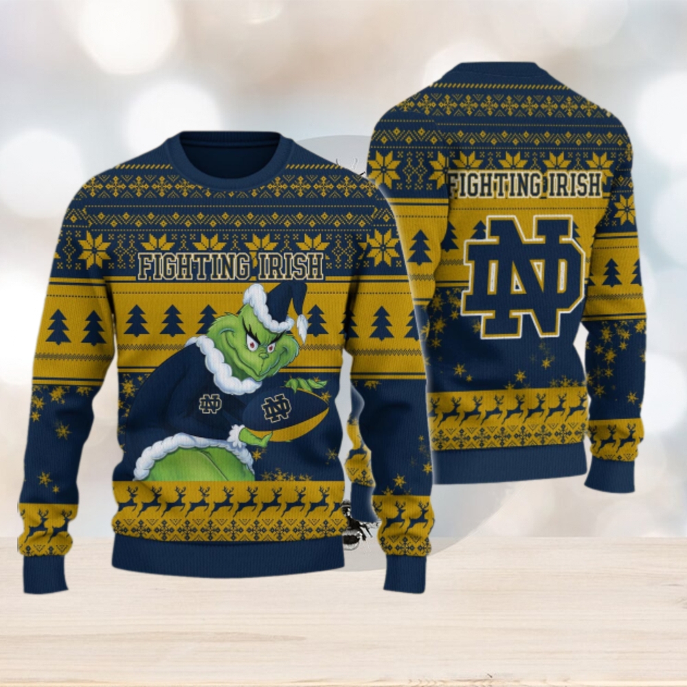 Notre Dame Fighting Irish Grinch Ugly Christmas Sweater Notre Dame Fighting Irish Grinch Ugly Christmas Sweater